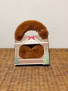 Aspen.  Cozy Comfort Adjustable Faux Fur Earmuffs. Light Brown